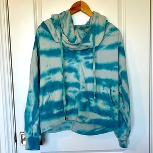 Young Fabulous & Broke turquoise slouch/cowell neck hooded sweatshirt.